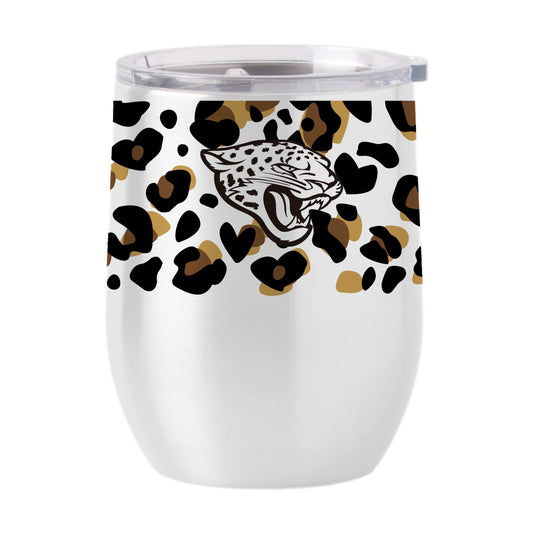 Jacksonville Jaguars 16oz Neutral Leopard Stainless Curved Beverage - Logo Brands - Flyclothing LLC
