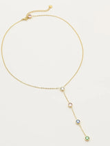 18K Gold-Plated Stainless Steel Zircon Y-Drop Necklace - Trendsi - Flyclothing LLC