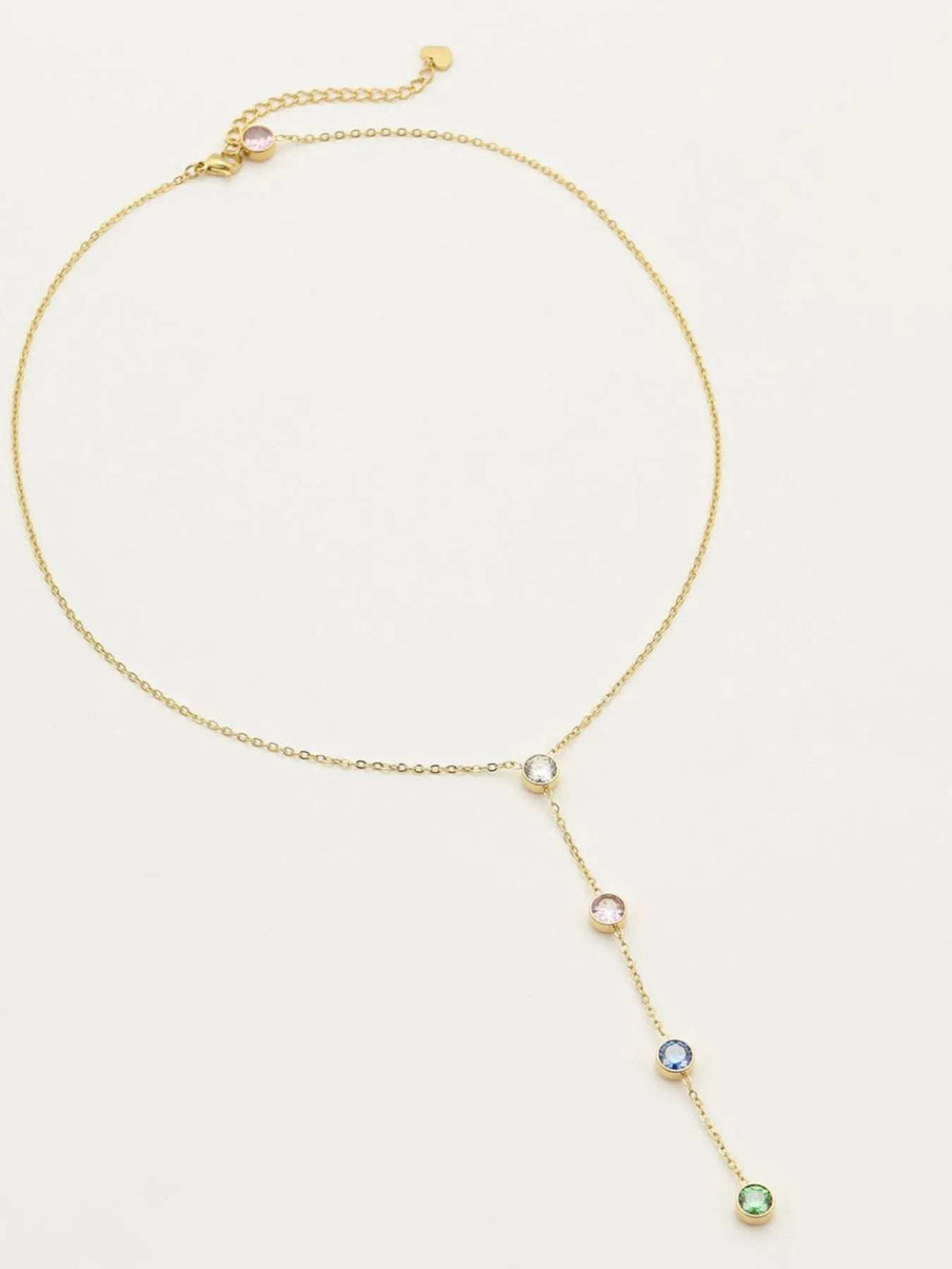 18K Gold-Plated Stainless Steel Zircon Y-Drop Necklace - Trendsi - Flyclothing LLC