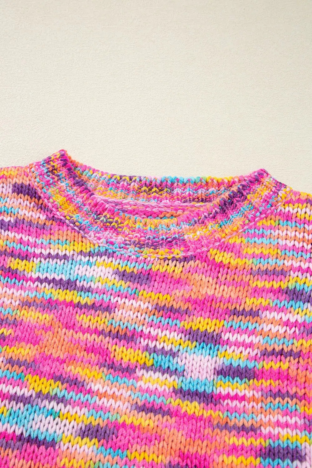 Colorful Knit Crew Neck Sweater - Trendsi - Flyclothing LLC