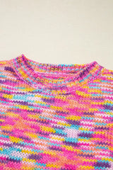 Colorful Knit Crew Neck Sweater - Trendsi - Flyclothing LLC