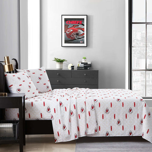 Kansas City Chiefs Scatter Sheet Set Full - Logo Brands - Flyclothing LLC