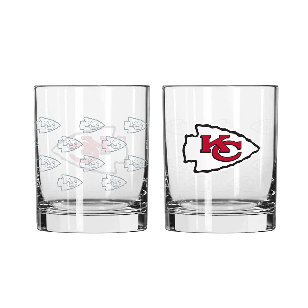 Kansas City Chiefs 14oz Satin Etch Rocks Glass - Logo Brands - Flyclothing LLC