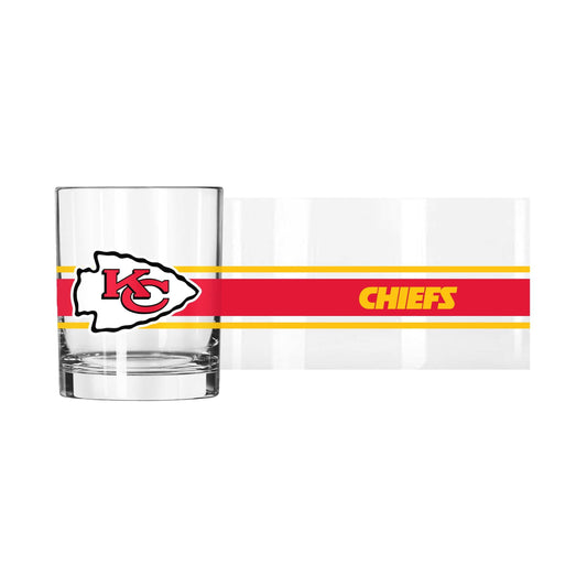 Kansas City Chiefs 14oz Stripe Rock Glass - Logo Brands - Flyclothing LLC