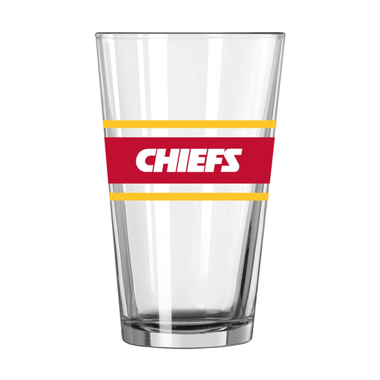 Kansas City Chiefs 16oz Stripe Pint Glass - Logo Brands - Flyclothing LLC