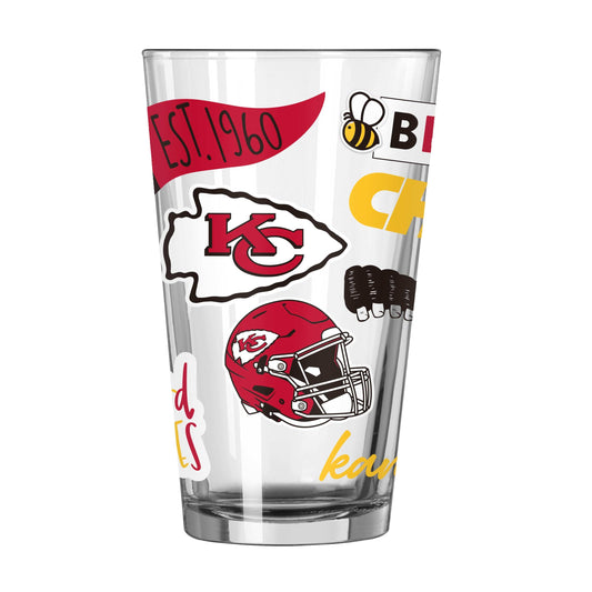 Kansas City Chiefs 16oz Native Pint Glass - Logo Brands - Flyclothing LLC