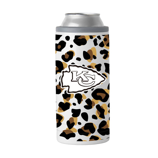 Kansas City Chiefs 12oz Neutral Leopard Slim Can Coolie - Logo Brands - Flyclothing LLC