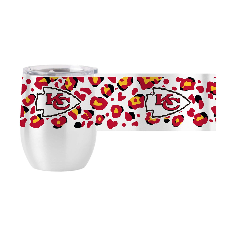 Kansas City Chiefs 16oz Leopard Stainless Curved Beverage - Logo Brands - Flyclothing LLC