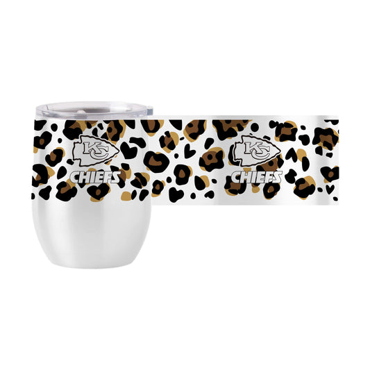 Kansas City Chiefs 16oz Neutral Leopard Stainless Curved Beverage