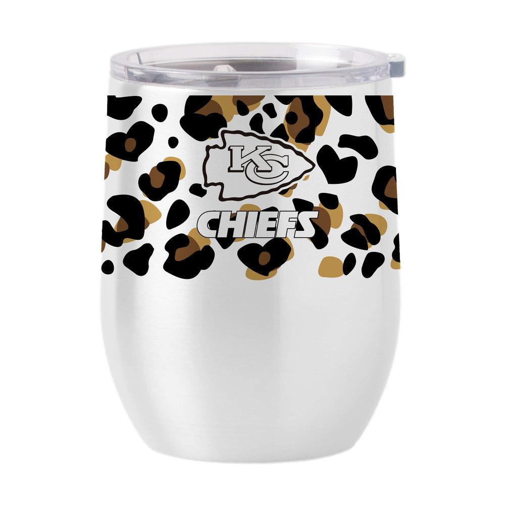 Kansas City Chiefs 16oz Neutral Leopard Stainless Curved Beverage - Logo Brands - Flyclothing LLC