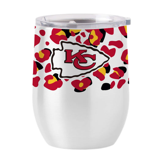 Kansas City Chiefs 16oz Leopard Stainless Curved Beverage - Logo Brands - Flyclothing LLC