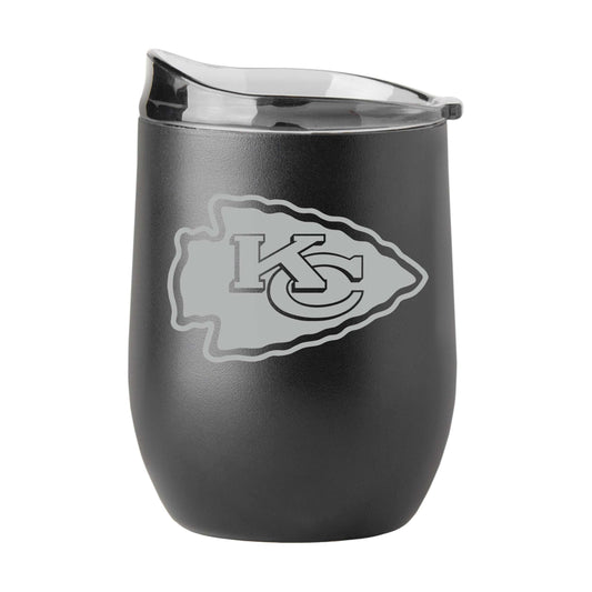 Kansas City Chiefs GunMetal 16oz Black Powder Curved Beverage - Logo Brands - Flyclothing LLC