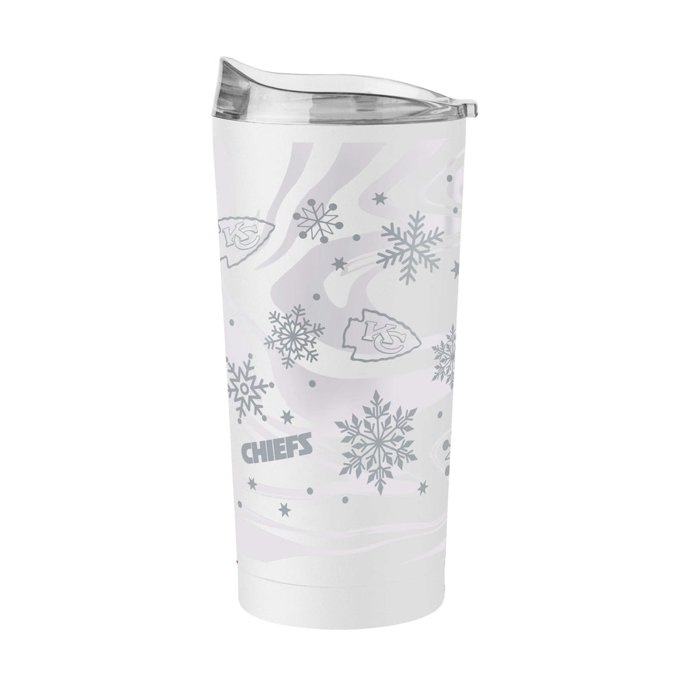Kansas City Chiefs White 20oz Snow Flurries Powder Coat Tumbler - Logo Brands - Flyclothing LLC