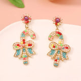 Christmas Candy Cane Bow Drop Earrings - Trendsi - Flyclothing LLC