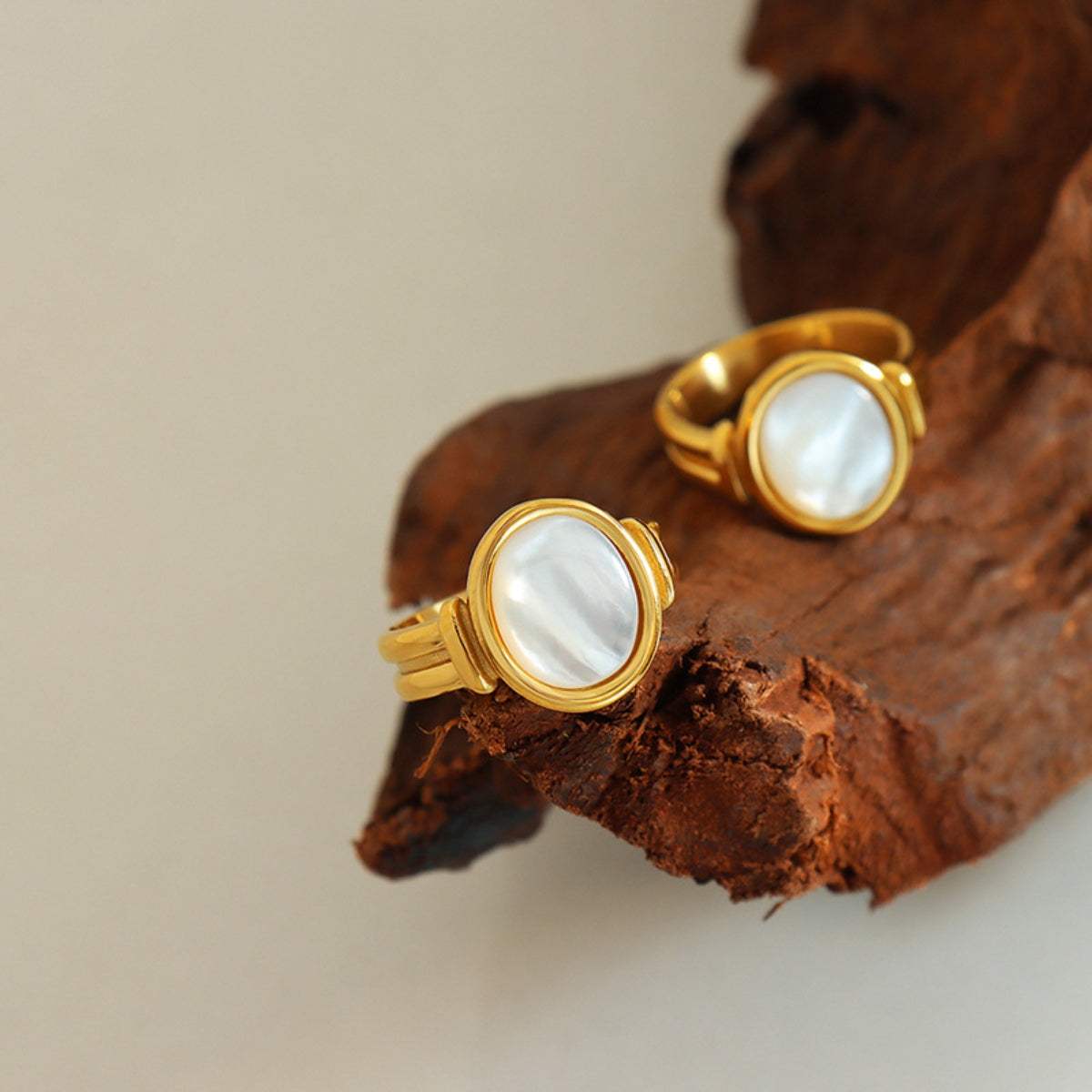 Titanium Steel White Sea Shell Ring - Trendsi - Flyclothing LLC