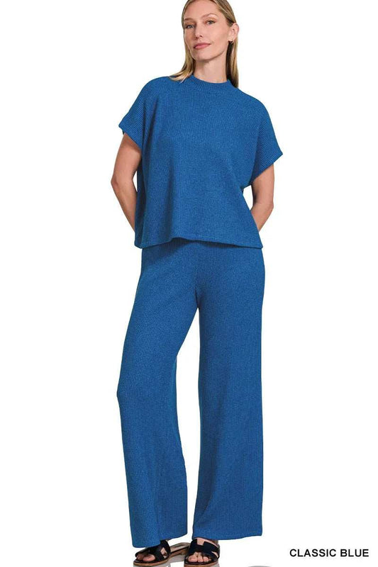 Zenana Sweater Boxy Top & Long Pants Set - Trendsi - Flyclothing LLC