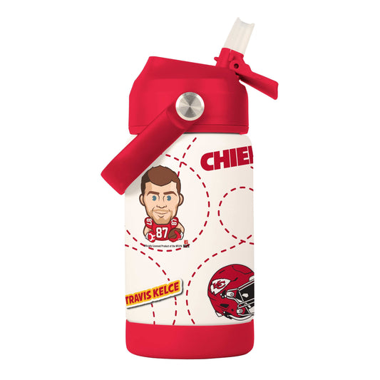 Kansas City Chiefs Travis Kelce Caricature 12oz SS Kids Bottle - Logo Brands - Flyclothing LLC