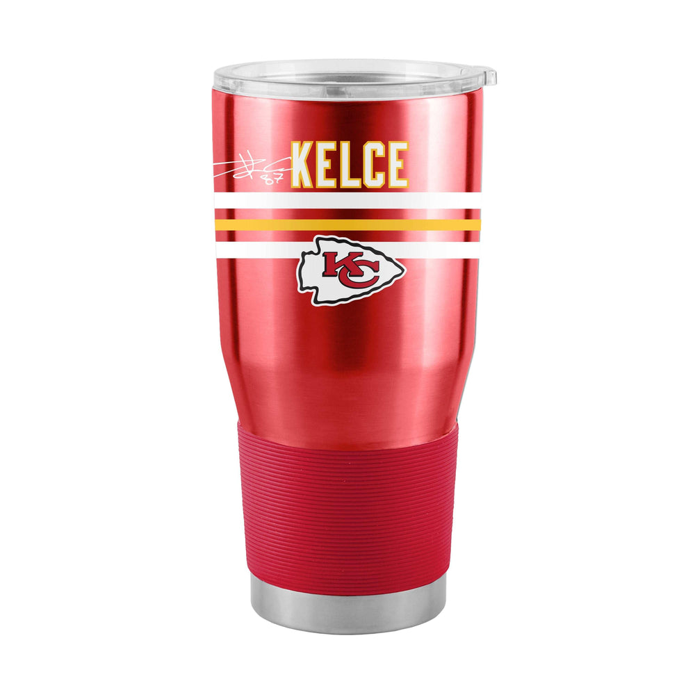 KC Chiefs Travis Kelce 30oz Stripe Stainless Tumbler - Logo Brands - Flyclothing LLC