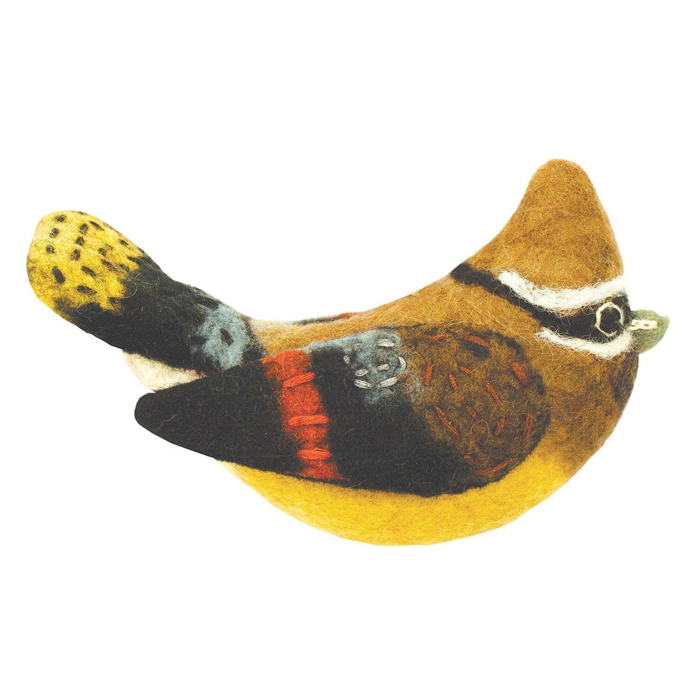 Felt Bird Garden Ornament - Cedar Waxwing - Wild Woolies (G) - Wild Woolies