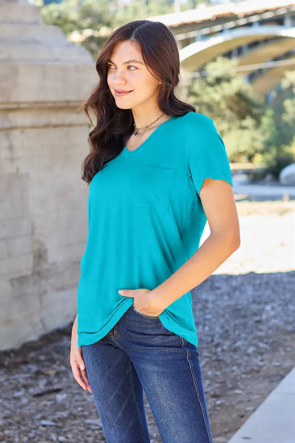 Basic Bae Full Size V-Neck Short Sleeve T-Shirt - ShopBasicbae - Flyclothing LLC