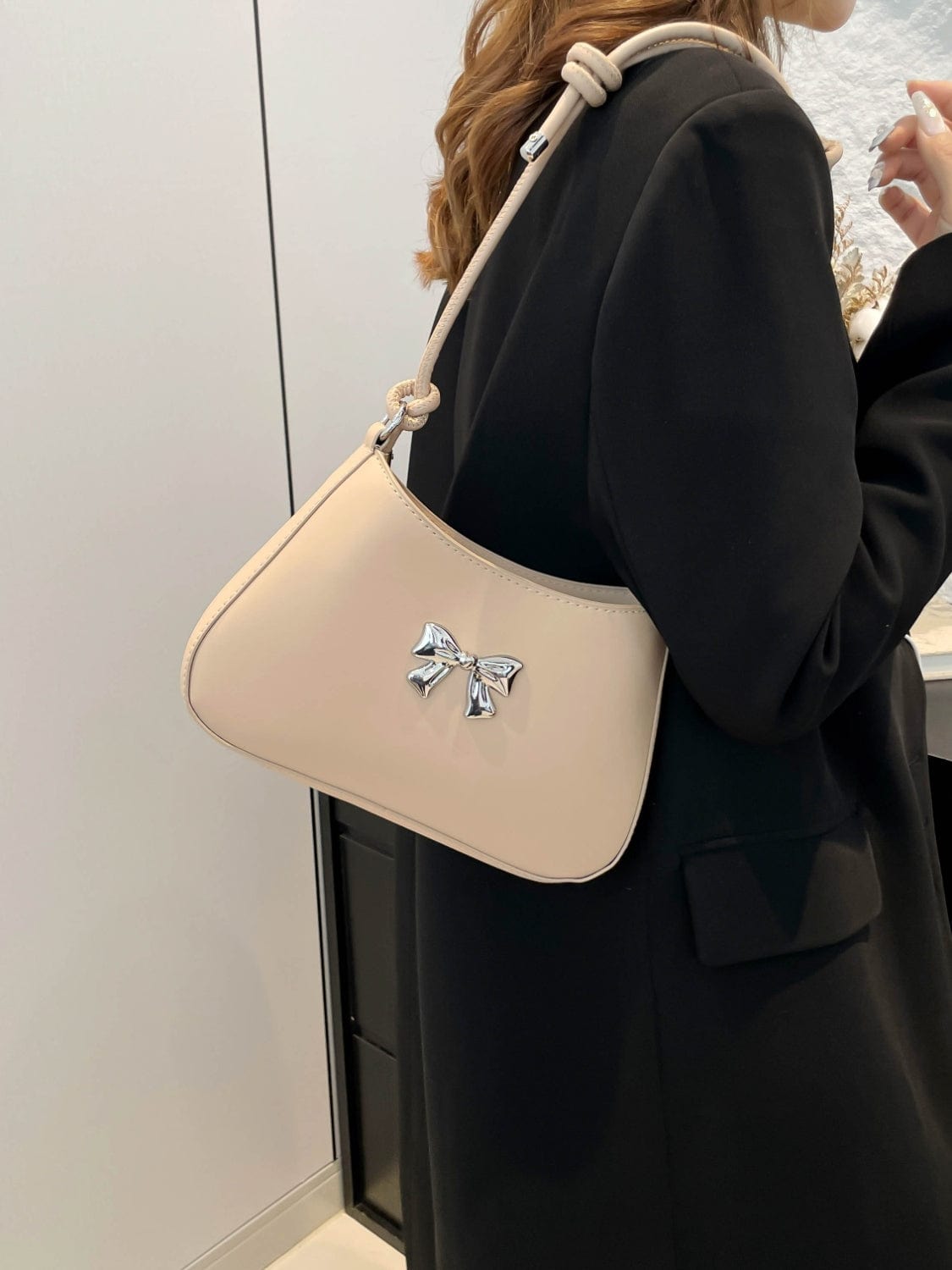 Bow PU Leather Knotted Strap Handbag - Trendsi