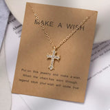 18K Gold-Plated Rhinestone Cross Necklace - Trendsi - Flyclothing LLC