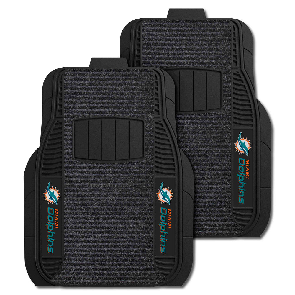NFL - Miami Dolphins 2-pc Deluxe Car Mat Set - Logo Brands - Flyclothing LLC
