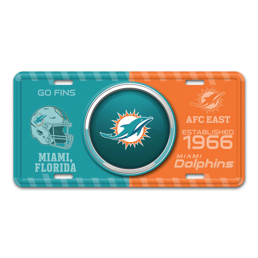 NFL - Miami Dolphins Embossed Metal License Plate - Logo Brands - Flyclothing LLC