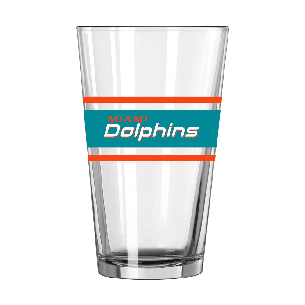 Miami Dolphins 16oz Stripe Pint Glass - Logo Brands - Flyclothing LLC