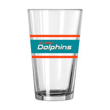 Miami Dolphins 16oz Stripe Pint Glass - Logo Brands - Flyclothing LLC