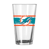 Miami Dolphins 16oz Stripe Pint Glass - Logo Brands - Flyclothing LLC