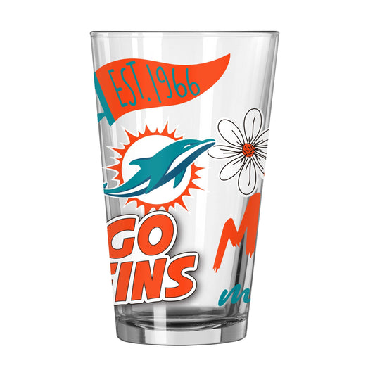 Miami Dolphins 16oz Native Pint Glass - Logo Brands - Flyclothing LLC