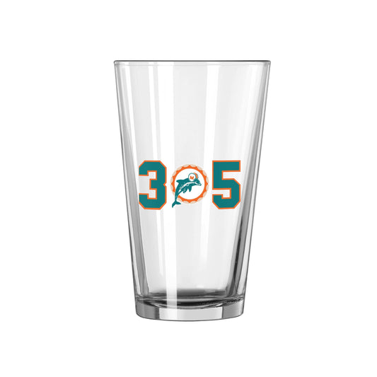 Miami Dolphins 16oz Area Code Pint Glass - Logo Brands - Flyclothing LLC