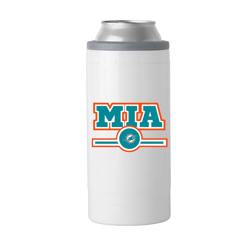 Miami Dolphins Letterman 12 oz Slim Can Coolie - Logo Brands - Flyclothing LLC