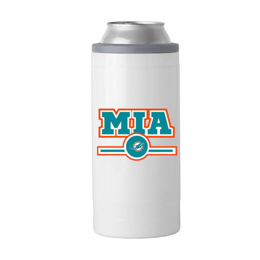 Miami Dolphins Letterman 12 oz Slim Can Coolie - Logo Brands - Flyclothing LLC