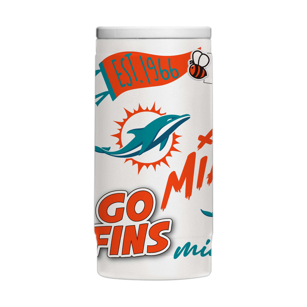 Miami Dolphins 12oz Native Powdercoat SlimCan Coolie - Logo Brands - Flyclothing LLC
