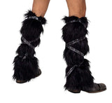 Roma Costume Pair of Black Faux Fur Leg Warmers - Roma Costume - Flyclothing LLC
