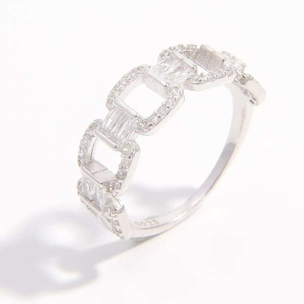 925 Sterling Silver Zircon Cutout Ring - Trendsi - Flyclothing LLC
