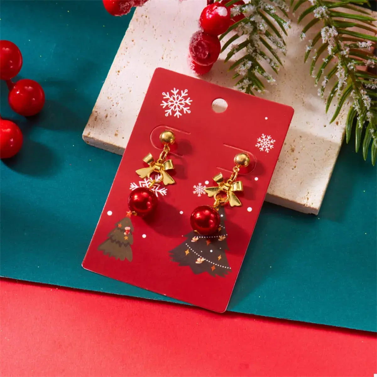 Christmas 18K Gold-Plated Ball Drop Earrings - Trendsi - Flyclothing LLC
