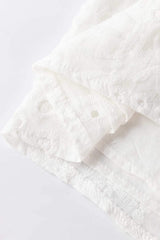 Eyelet Frill Short Sleeve Blouse - Trendsi - Flyclothing LLC