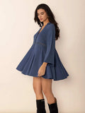 Cutout Johnny Collar Long Sleeve Mini Dress - Trendsi - Flyclothing LLC