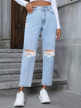 Distressed High Rise Jeans with Pockets - Trendsi - Flyclothing LLC