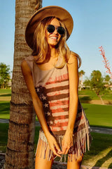 BiBi American Flag Print Knit Sleeveless Top - Trendsi - Flyclothing LLC