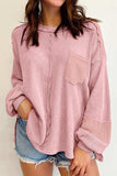 Exposed Seam Round Neck Long Sleeve Sweatshirt - Trendsi - Flyclothing LLC