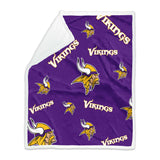 Minnesota Vikings 60x70 Repeating Plush Sherpa Throw - Logo Brands - Flyclothing LLC