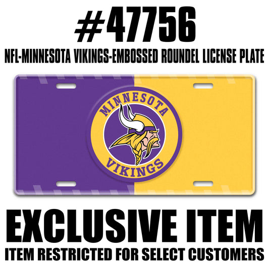 NFL - Minnesota Vikings Embossed Roundel License Plate - Logo Brands - Flyclothing LLC