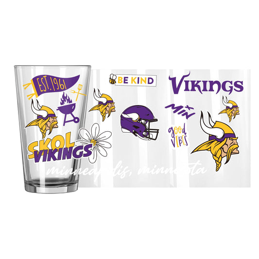 Minnesota Vikings 16oz Native Pint Glass - Logo Brands - Flyclothing LLC