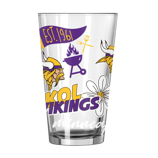 Minnesota Vikings 16oz Native Pint Glass - Logo Brands - Flyclothing LLC
