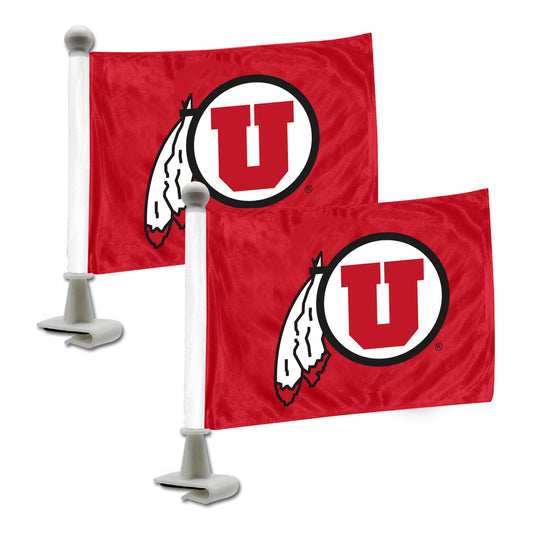 Utah Utes Ambassador Car Flags - 2 Pack Mini Auto Flags, 4in X 6in - Utah