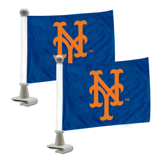 New York Mets Ambassador Car Flags - 2 Pack Mini Auto Flags, 4in X 6in - New York Mets
